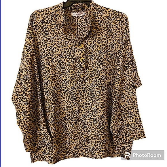 MissLook Women’s Plus Size 2xl Long Sleeves Pullover Cheetah Print Blouse - Picture 1 of 8